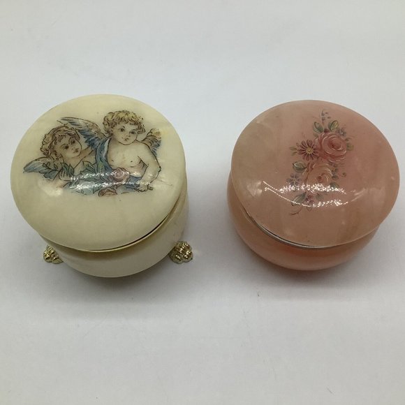 Alabaster Hand Carved Trinket Box's, Made in Italy - Picture 3 of 12